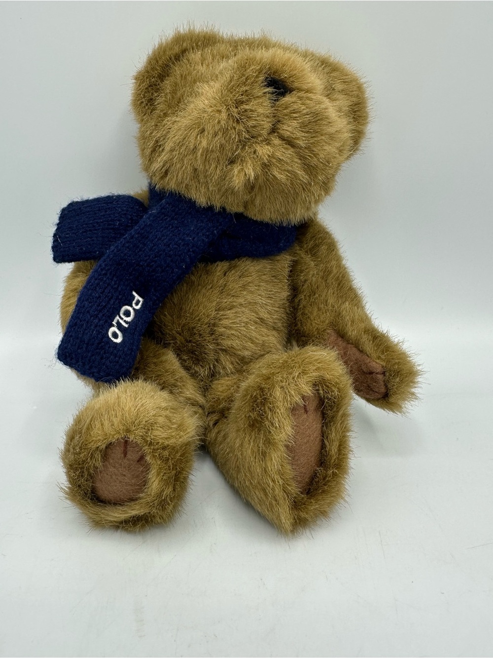 Vintage Polo Ralph Lauren Teddy Bear Plush Brown Blue Scarf 2001 Stuffed Animal